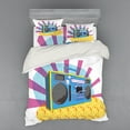 thumbnail image 1 of 70s Party Duvet Cover Set, Retro Boom Box in Pop Art Manner Dance Music Colorful Composition Artwork Print, Bedding Set with Shams and Fitted Sheet, 3 Sizes, by Ambesonne, 1 of 3