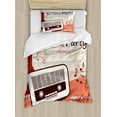 thumbnail image 1 of 70s Party Duvet Cover Set Twin Size, Old Fashioned Party Poster Old Radio Cocktails Musical Notes Texts Artwork Print, Decorative 2 Piece Bedding Set with 1 Pillow Sham, Multicolor, by Ambesonne, 1 of 3