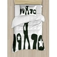 thumbnail image 1 of 70s Party Duvet Cover Set Twin Size, Retro Seventies Woman Silhouette with Stars Dancing Fashion Youth Design, Decorative 2 Piece Bedding Set with 1 Pillow Sham, Black and White, by Ambesonne, 1 of 3