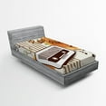 thumbnail image 1 of Ambesonne Retro Fitted Sheet, Party Art with Old Radio, Twin XL Size, Orange Dark Brown Beige, 1 of 2