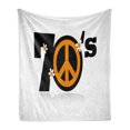thumbnail image 1 of 70s Party Soft Flannel Fleece Throw Blanket, Peace of Seventies with Daisies Rock n' Roll Psychedelic Print, Cozy Plush for Indoor and Outdoor Use, 50" x 60", Black Marigold White, by Ambesonne, 1 of 5