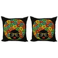thumbnail image 1 of Ambesonne Retro Throw Pillow Cover 2 Pack, Woman Head Flower Hair, 16", Multicolor, 1 of 5