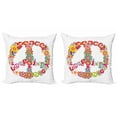 thumbnail image 1 of Ambesonne Colorful Throw Pillow Cover 2 Pack, Peace Love Joy Flowers, 18", Multicolor, 1 of 2