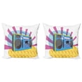 thumbnail image 1 of Ambesonne Retro Throw Pillow Cover 2 Pack, Boom Box Pop Art Dance, 18", Multicolor, 1 of 5