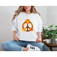 thumbnail image 1 of 70s Peace Sign With Groovy Flowers Retro Hippie Graphic Vintage Style Sweatshirt, for men & women, up to size 5XL., 1 of 2