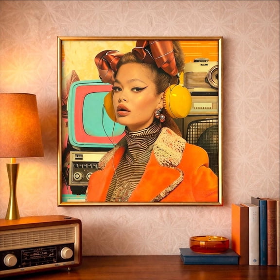 70s Pop Art Portrait Poster, Mod Girl Wall Art, Vintage Fashion, Mid Century Decor, Poster Only