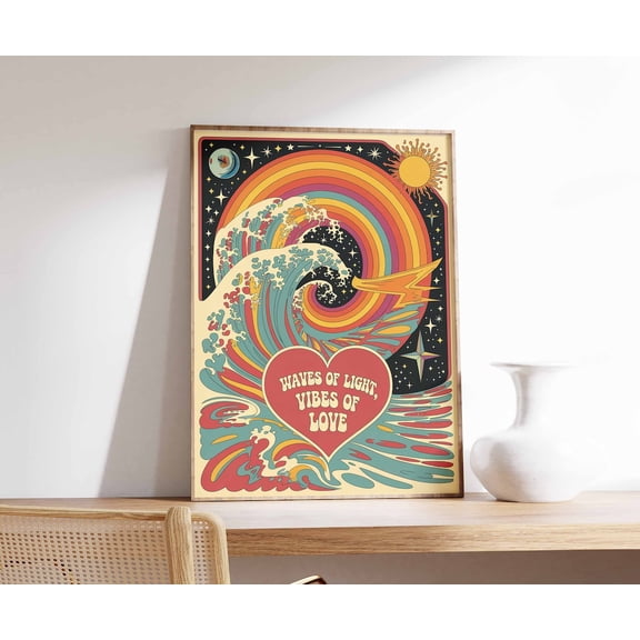 70s Psychedelic Affirmation Retro Hippie Wall Art, Unframed Poster