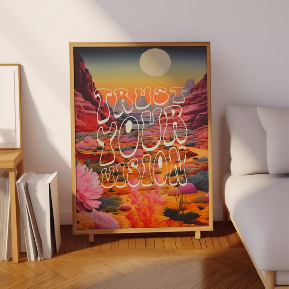 70s Psychedelic Art Print: Retro Home Decor UNFRAMED