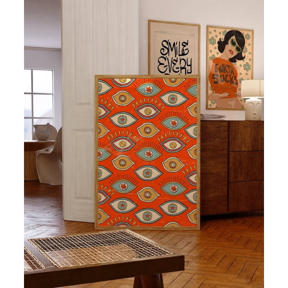 70s Psychedelic Eye Retro Trippy Wall Art, Unframed Paper Poster 8x10in