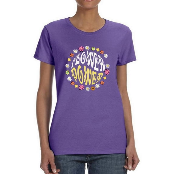 70s Retro Flower Power Shaped T-Shirt Women -Image by Shutterstock, Female Small