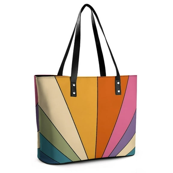 70s Retro Gallery Woman Leather Handbags Large Tote Bag Fashion Portable Handbags With Zipper