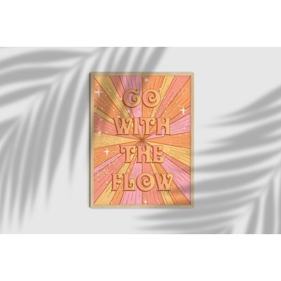 70s Retro Go With The Flow Colorful Wall Art Unframed Paper Print
