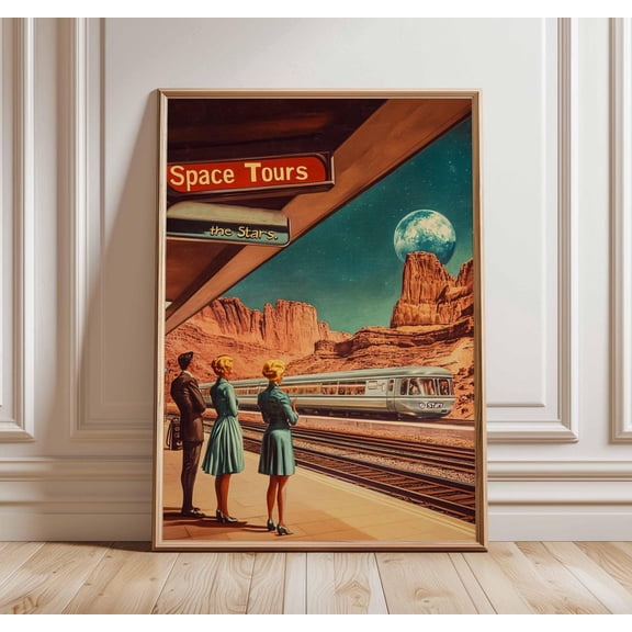 70s Retro Sci-Fi Surreal Cosmic Futuristic Space Landscape Bedroom Art Unframed Paper Print