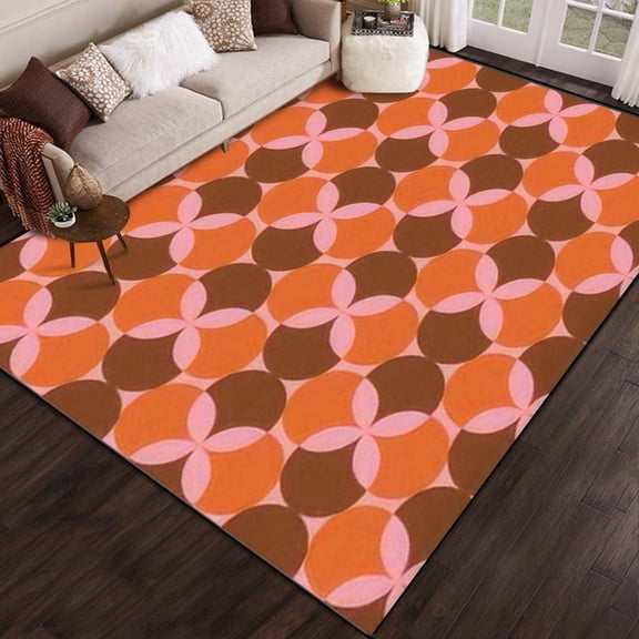70s Retro Seamless 60s 70s Aesthetic Style Area Rug Outdoor Patio Rug Play Mat Floor Mat Modern Carpet Non-Slip Home Decor Living Room Bedroom 1x2ft