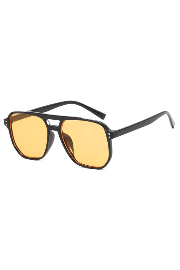 70s Retro Square Sunglasses for Men & Women - Polarized Vintage Aviator Style Shades - Fashion /Acetate Frame UV Protection Sunglasses - Trendy Wide Fit Unisex Eyewear