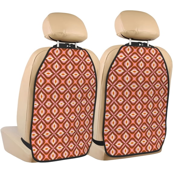 70s Retro Style Mats Back Seat Protectors, Car Seat Protector Vehicle Organizers Waterproof Cover Back Seat Cover for Kids with 3 Storage Pockets 2 Pack
