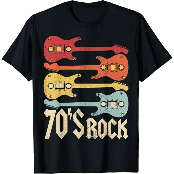70s Rock Band Guitar Cassette Tape 1970s Vintage 70s Costume T-ShirtMen and women, Black T-shirt, size: Extra large