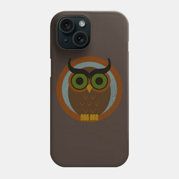 70s Style Owl Faded Retro Artwork Protective Cover for iPhone 11–17 Pro Max