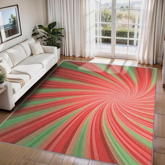 70s Swirl Rugs for Living Room, Retro Funky Psychedelic Abstract Home Decor Indoor Carpet for Bedroom, Washable Swirl Area Rugs, Non-Slip Backing 5 x 6ft