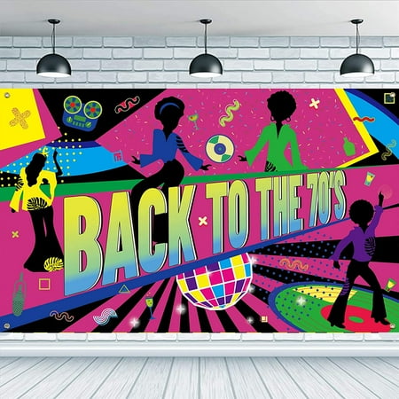 70s Theme Backdrop Back to The 70's Party Banner with Hanging Rope 180x110cm/71x43 inch Disco Party Backdrop Polyester 70's Backdrop Background for Photography Outdoor Indoor Decor