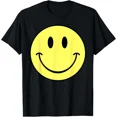 thumbnail image 1 of 70s Yellow Smiley Face Cute Retro Happy Vintage Icon Unisex T-Shirt, up to size 5XL, 1 of 2