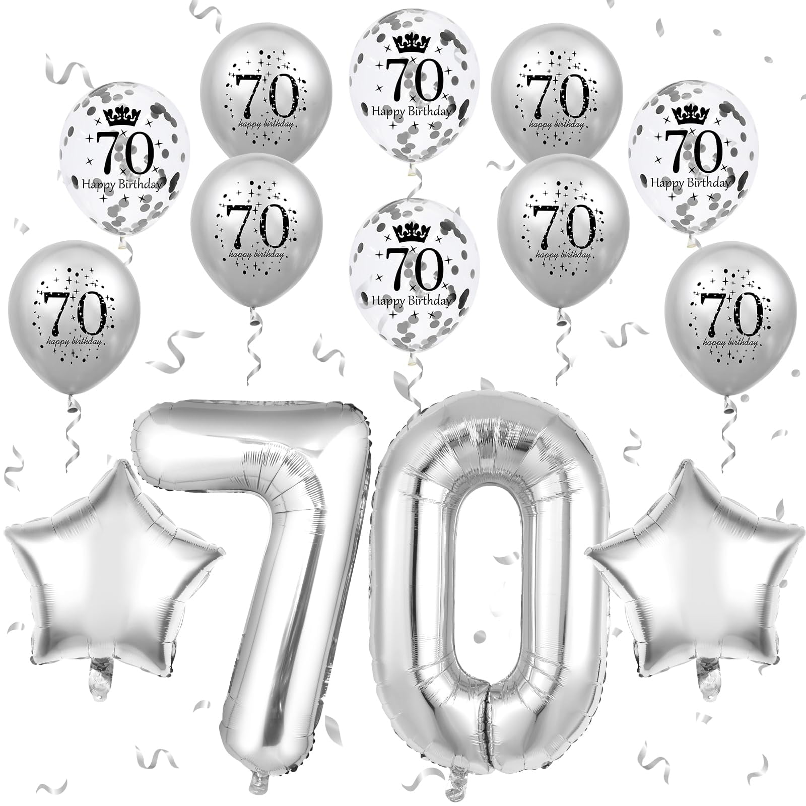 70th Birthday Balloons Decorations Sliver 40 Inch Large Number 70 ...