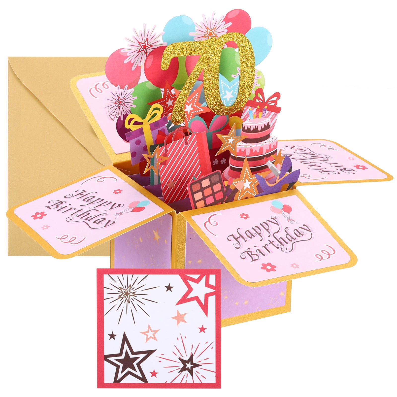 Uxcell 70th Birthday Card, Pop-Out Birthday Card with Greeting Card and ...