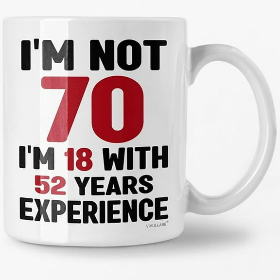 Vivulla68 70th Birthday Mug 11oz, 70 Year Old Birthday Gifts for Men - Funny Gift for Women, Men - Vintage 1955 Coffee Cup - Unique Present for Man, Woman, Mom, Dad, Grandma, Grandpa - Turning 70 Ide