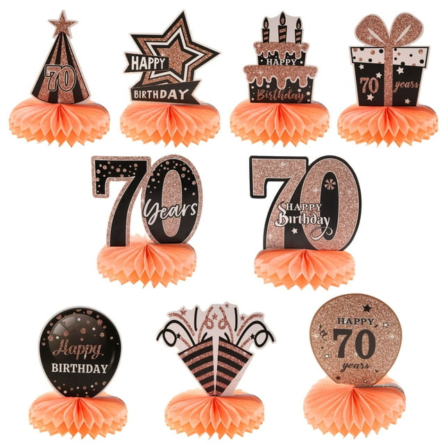 70th Birthday Decoration Centerpieces for Tables Decorations Birthday Party Decoration Supplies (Red + Gold Tone)
