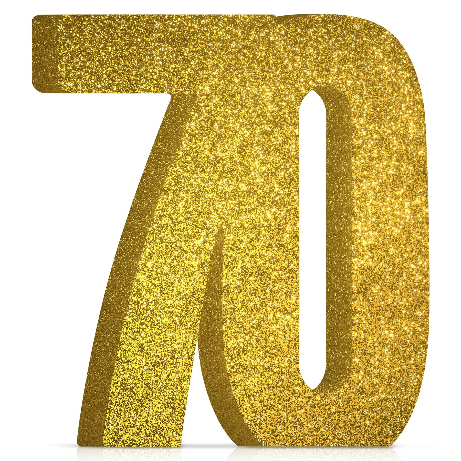 Gold-Glitzer Zahlen „70“ – 4 Zoll Hoch, Für 70. Geburtstag Dekoration, 12 Stück