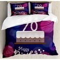 thumbnail image 1 of 70th Birthday Duvet Cover Set, Cartoon Style Birthday Party Delicious Yummy Cake Abstract Backdrop, Decorative 3 Piece Bedding Set with 2 Pillow Shams, Queen Size, Purple and Lilac, by Ambesonne, 1 of 3
