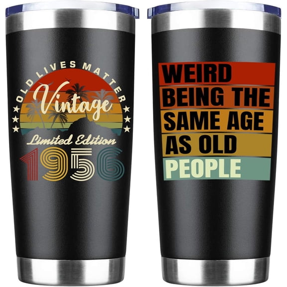 70th Birthday Gifts For Men, 70 Year Old Birthday Gifts for Men, 70th Birthday Decorations for Dad, Boyfriend, Brother, Husband, Dad, Birthday Gift Ideas for Him, 1956 Vintage Tumbler 20 OZ