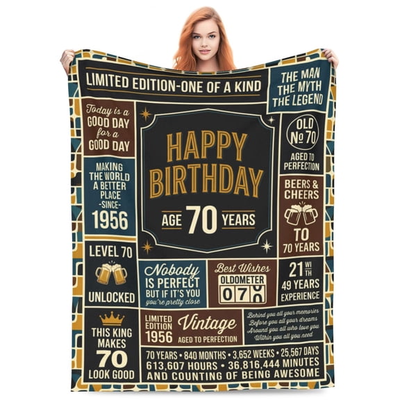 70th Birthday Gifts for Men, 70 Year Old Birthday Gifts for Men, Gifts for 70 Year Old Man, 1956 Birthday Gifts for Dad Papa Grandpa, 70th Birthday Blanket 50x40