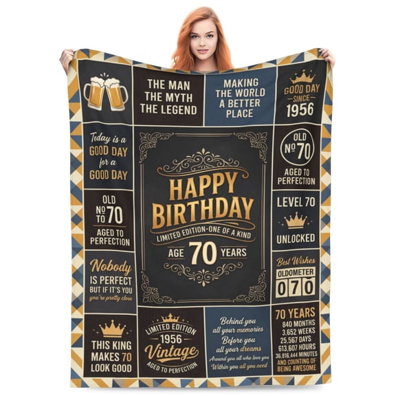 70th Birthday Gifts for Men, 70 Year Old Birthday Gifts for Men, Gifts for 70 Year Old Man, 1956 Birthday Gifts for Dad Papa Grandpa, 70th Birthday Blanket 50x40