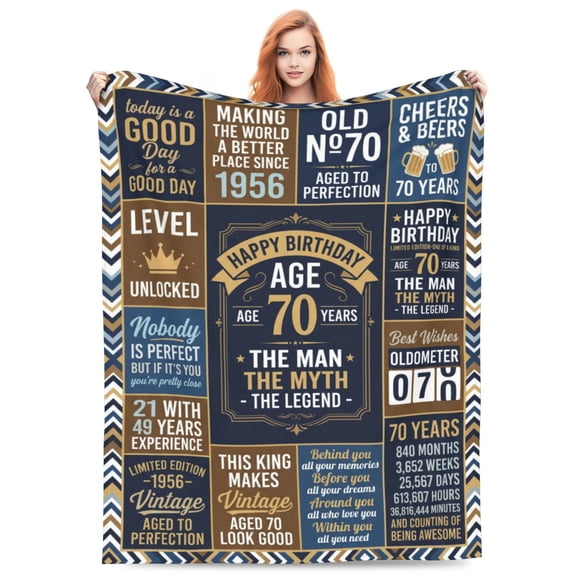 70th Birthday Gifts for Men, 70 Year Old Birthday Gifts for Men, Gifts for 70 Year Old Man, 1956 Birthday Gifts for Dad Papa Grandpa, 70th Birthday Blanket 50x40