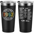 thumbnail image 1 of 70th Birthday Gifts for Men Women Friends, Tumbler 20 oz Stainless Steel Vacuum Insulated Tumblers, Double Sided Printed Birthday Thermos cup, Back in 1952 Old Time Information - Black, 1 of 5