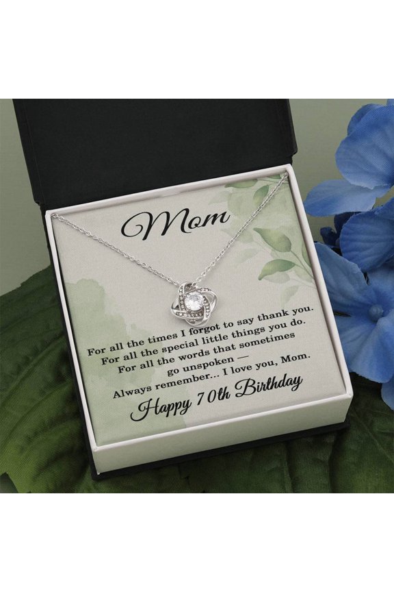 70th Birthday Gifts for Mom - 70th Birthday Necklace for Mom - Happy 70th Birthday Jewelry for Mothers Title: 14K White Gold Finish, Box Choice: Standard Box