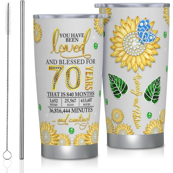 70th Birthday Gifts for Women, Gifts for 70 Year Old Woman Tumbler 20oz, 70th Birthday Decorations Women, 70th Birthday Mugs, 70 Year Old Birthday Gifts for Women, 70th Birthday Gifts Ideas for Mom