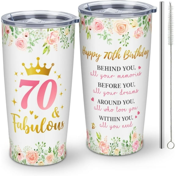 70th Birthday Gifts for Women - 70th Birthday Decorations Gifts - Gifts for 70 Years Old Woman- 1955 Birthday Gift - Turning 70 Gift for Her, 20 oz Insulation Stainless Steel Tumbler