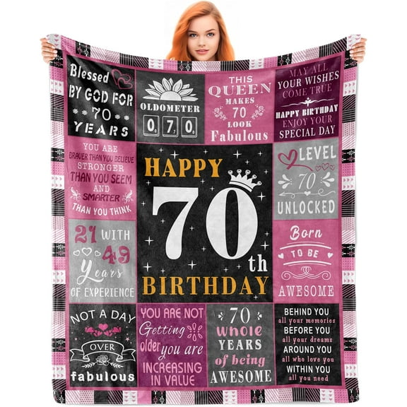 70th Birthday Gifts for Women, 70th Birthday Decorations for Women, Gift for 70 Year Old Woman, Happy 70 Year Old Birthday Gift for Woman, 1955 Birthday Gifts Blanket