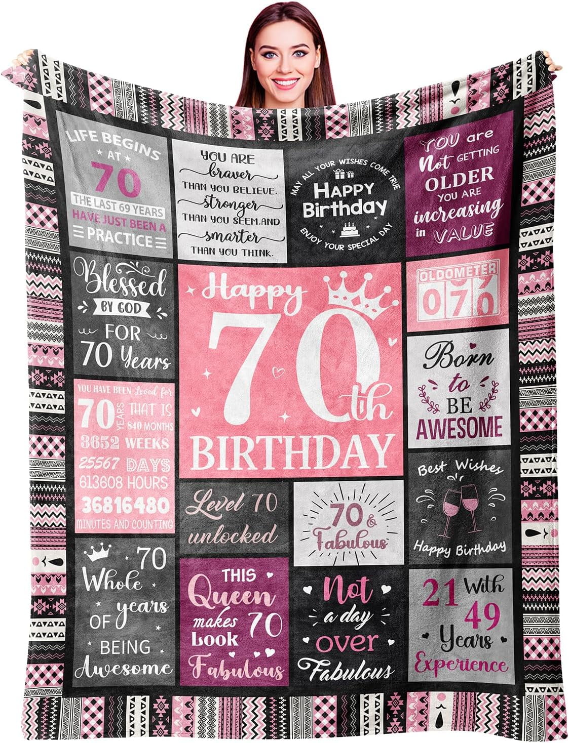 70th Birthday Gifts for Women, 70th Birthday Decorations for Women, Gifts for A 70th Birthday, Happy 70th Birthday Gifts for 70 Year Old Woman, Birthday Gifts for Women Blanket