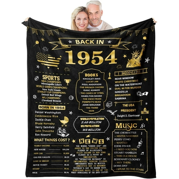 70th Birthday Gifts for Women, 70th Birthday Gifts for Men, 70th Birthday Gifts Blanket, Best Birthday Gift for 70 Year Old Woman Man, Happy 1954 70 Year Old Birthday Gifts Blanket 60"X 50"