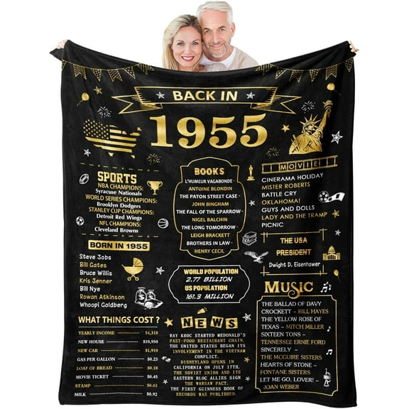 70th Birthday Gifts for Women, 70th Birthday Gifts for Men, 70th Birthday Gifts Blanket, Best Birthday Gift for 70 Year Old Woman Man, Happy 1955 70 Year Old Birthday Gifts Blanket 60"X 50"