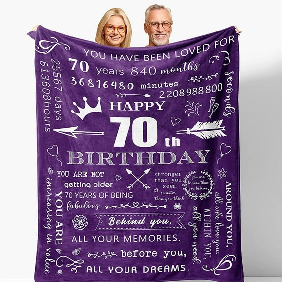 70th Birthday Gifts for Women, 70th Birthday Gifts for Men, Happy 70 Birthday for Mom Grandma Blanket 60” X 50”, 70th Birthday Gifts, 70 Year Old Birthday Gift, Best Gifts for 70 Year Old
