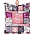 thumbnail image 1 of 70th Birthday Gifts for Women, Best Gifts for 70 Year Old Woman, 70 Year Old Birthday Gifts for Women, Happy 70th Birthday Ideas, Vintage 1954 Bday Decorations Throw Blanket 60"x50", 1 of 5