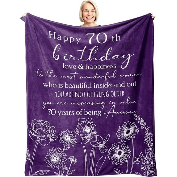 70th Birthday Gifts for Women Blanket 50''''x60'''', 70th Birthday Decorations, Best Gift for 70 Year Old Woman, Happy 1954 Birthday Gift for Mom/Wife/Grandma/Friends, Turning 70 Gift Throw Blanket
