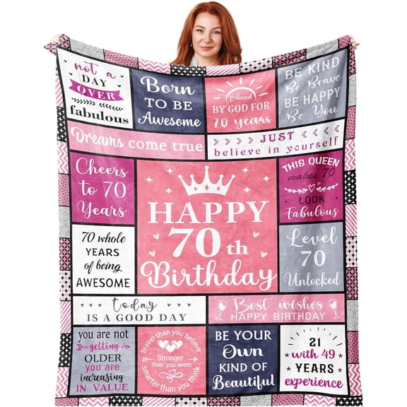 70th Birthday Gifts for Women Blanket, 70th Birthday Gifts, Gifts for 70 Year Old Woman, 70th Birthday Decorations, 70 Year Old Birthday Gift for Ladies, 1956 Birthday Gift Ideas Throw