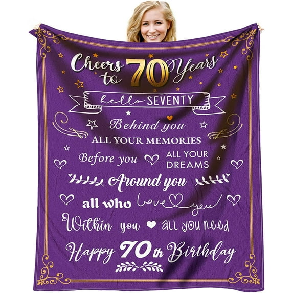 70th Birthday Gifts for Women Blanket, Happy 70 Birthday Gifts for Mom or Wife, Best Gifts for 70 Year Old Woman, 1953 Birthday Gift Ideas for Women, Ultra-Soft Flannel Throw Blanket 60 x 50 inch