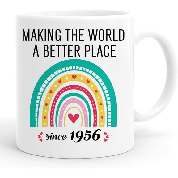 70th Birthday Gifts For Women Coffee Mugs 11oz, 1956 Year Old Birthday Gifts for Men - Funny Turning 70 Idea Gift for Women, Men, Mom, Dad, Grandma, Grandpa (1956)