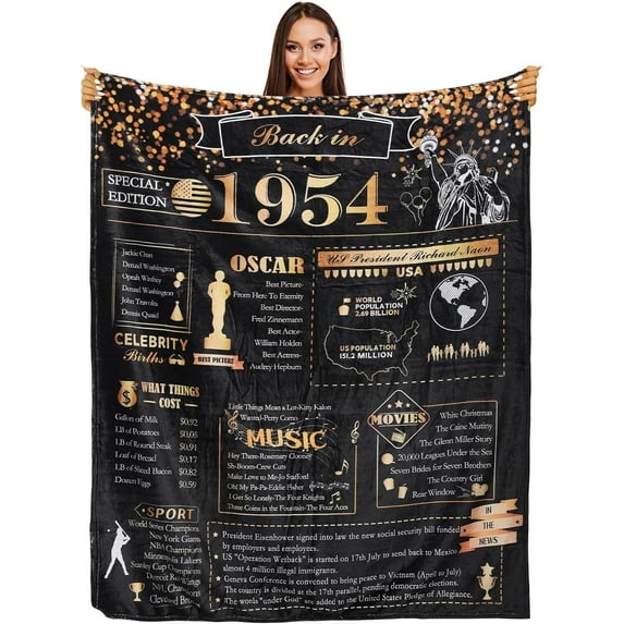 70th Birthday Gifts for Women Men - 70th Birthday Gift Ideas - 70 Year Old Gifts for Women - Back in 1954 Birthday Gifts for Her - 70th Birthday Blanket